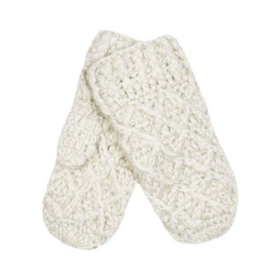 Off white knitted mittens